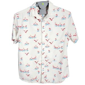 Denim & Flower Ricky‎ Singh Flamingo Novelty Button Up Short Sleeve Shirt M